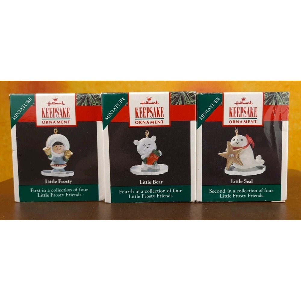 Hallmark Keepsake Miniature Ornament Little Frosty Little‎ Seal Little Bear 1990